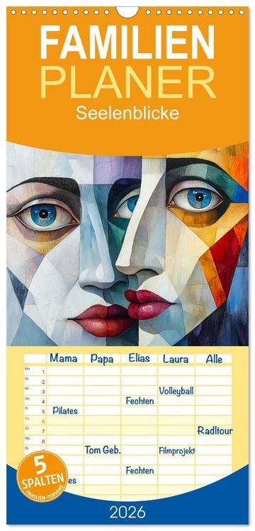 Produktbild: Familienplaner 2026 - Seelenblicke mit 5 Spalten (Wandkalender, 21 x 45 cm) CALVENDO