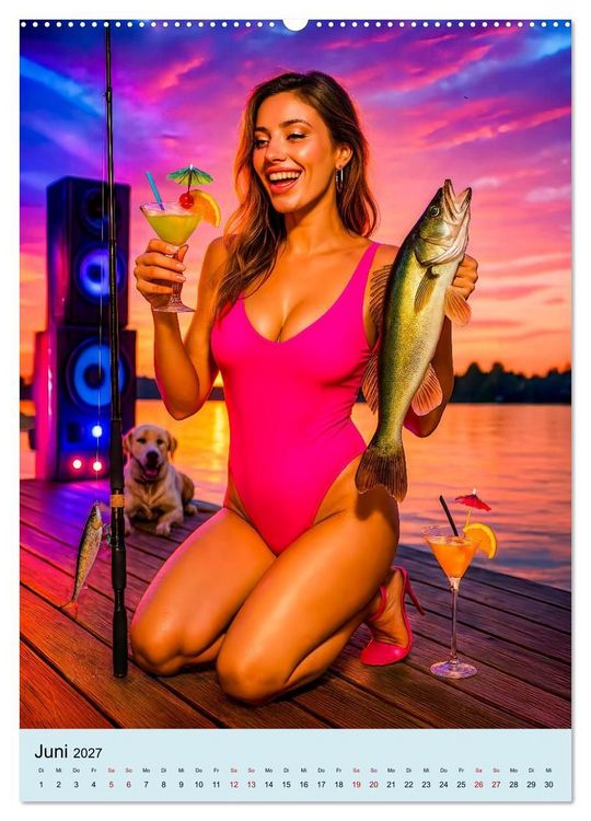 Produktbild: Angeln mit Biss - Lustiger Kalender f&uuml;r Angler mit Charme (hochwertiger Premium Wandkalender 2027 DIN A2 hoch), Kunstdruck in Hochglanz