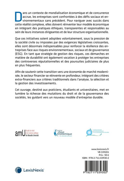 Produktbild: Droit et gouvernance de l'entreprise durable