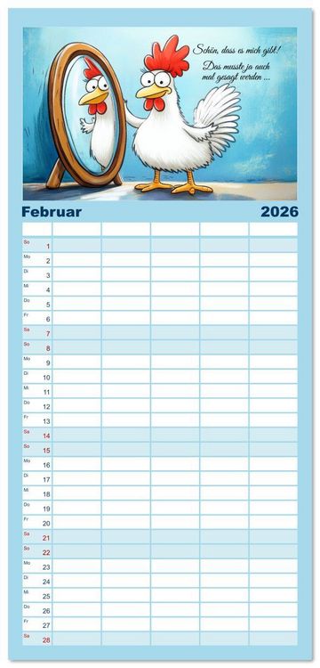 Produktbild: Familienplaner 2026 - Verr&uuml;cktes H&uuml;hnervolk mit 5 Spalten (Wandkalender, 21 x 45 cm) CALVENDO