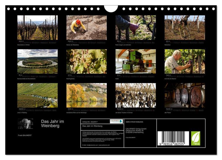 Produktbild: Das Jahr im Weinberg (Wandkalender 2026 DIN A4 quer), CALVENDO Monatskalender