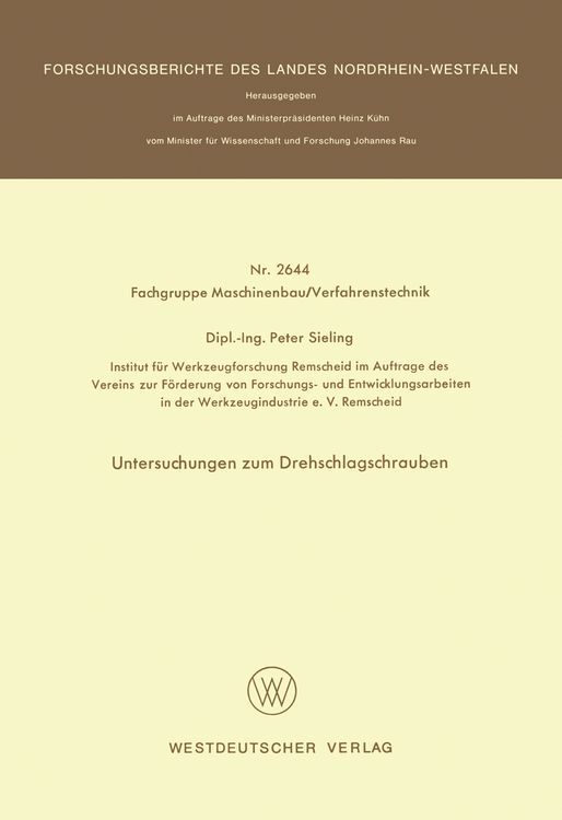 Bild vom Artikel Untersuchungen zum Drehschlagschrauben vom Autor Peter Sieling