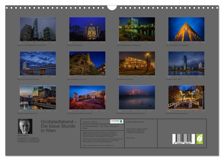 Produktbild: Gro&szlig;stadtabend - Die blaue Stunde in Wien (Wandkalender 2026 DIN A3 quer), CALVENDO Monatskalender