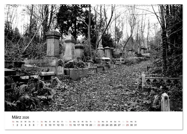 Produktbild: Highgate Cemetery London (hochwertiger Premium Wandkalender 2026 DIN A2 quer), Kunstdruck in Hochglanz