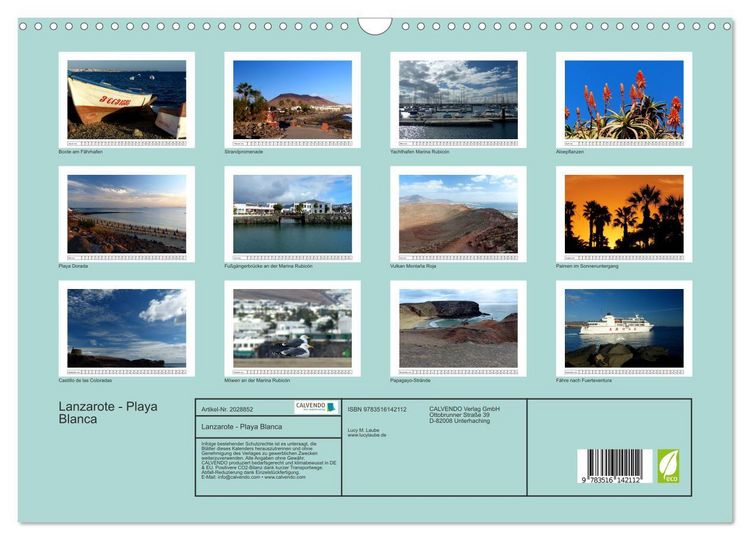 Produktbild: Lanzarote - Playa Blanca (Wandkalender 2026 DIN A3 quer), CALVENDO Monatskalender