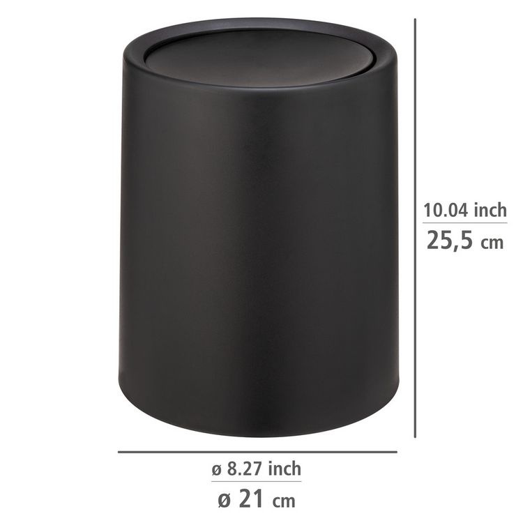 Produktbild: Schwingdeckeleimer Mod. Atri Schwarz, Fassungsverm&ouml;gen: 6 Liter