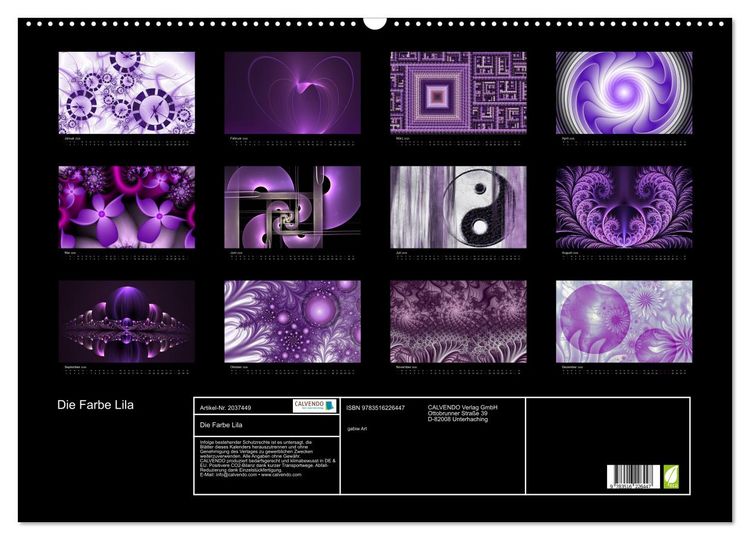 Produktbild: Die Farbe Lila (Wandkalender 2026 DIN A2 quer), CALVENDO Monatskalender