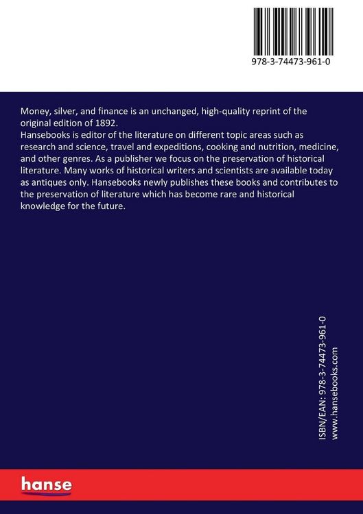 Produktbild: Money, silver, and finance