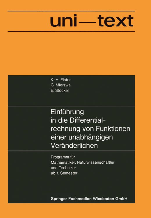 Produktbild: Einf&uuml;hrung in die Differentialrechnung von Funktionen einer unabh&auml;ngigen Ver&auml;nderlichen