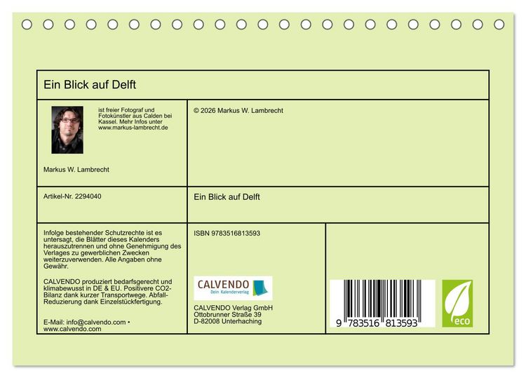 Produktbild: Ein Blick auf Delft (Tischkalender 2027 DIN A5 quer), CALVENDO Monatskalender