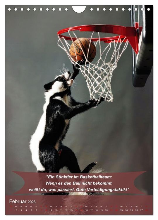 Produktbild: Der tierisch lustige Basketball-Kalender (Wandkalender 2026 DIN A4 hoch), CALVENDO Monatskalender