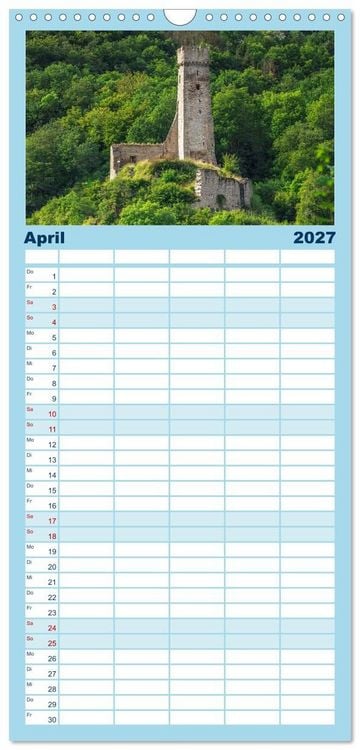 Produktbild: Familienplaner 2027 - Romantische Ruinen mit 5 Spalten (Wandkalender, 21 x 45 cm) CALVENDO
