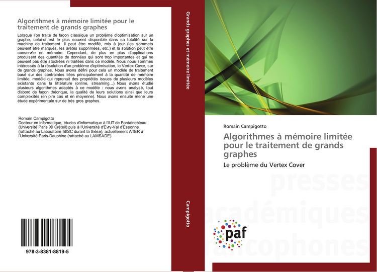 Produktbild: Algorithmes &agrave; m&eacute;moire limit&eacute;e pour le traitement de grands graphes