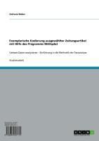 Produktbild: Exemplarische Kodierung ausgew&auml;hlter Zeitungsartikel mit Hilfe des Programms MAXqda2