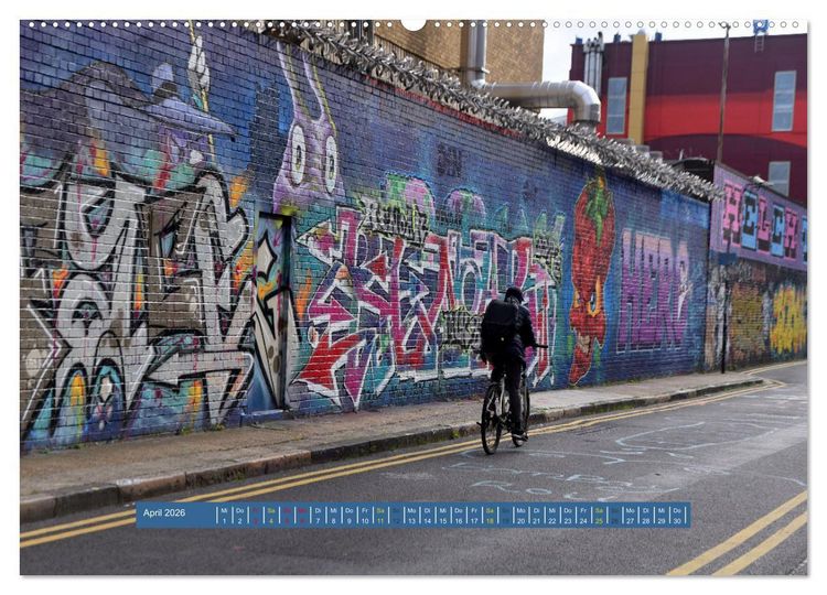 Produktbild: Streetart-Kunst, die die Stra&szlig;en Londons atmen l&auml;sst (hochwertiger Premium Wandkalender 2026 DIN A2 quer), Kunstdruck in Hochglanz