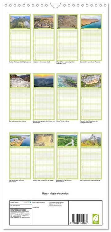 Produktbild: Familienplaner 2026 - Peru - Magie der Anden mit 5 Spalten (Wandkalender, 21 x 45 cm) CALVENDO