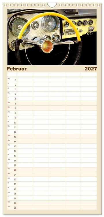 Produktbild: Familienplaner 2027 - Ikonische US-Car Armaturenbretter mit 5 Spalten (Wandkalender, 21 x 45 cm) CALVENDO