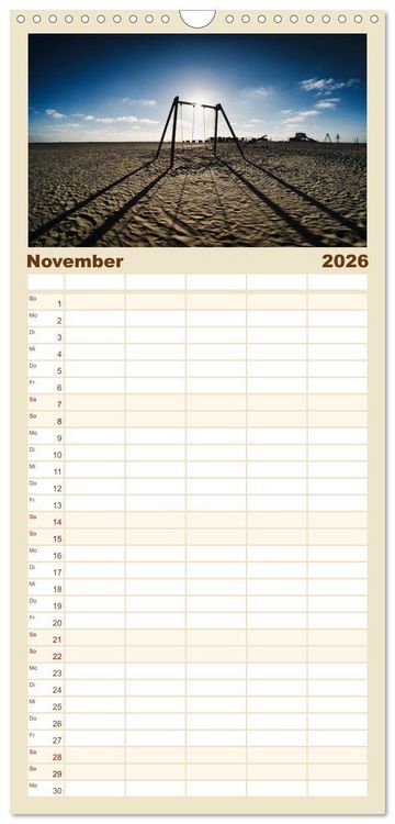 Produktbild: Familienplaner 2026 - Sankt Peter-Ording. Licht, Schatten und Natur mit 5 Spalten (Wandkalender, 21 x 45 cm) CALVENDO