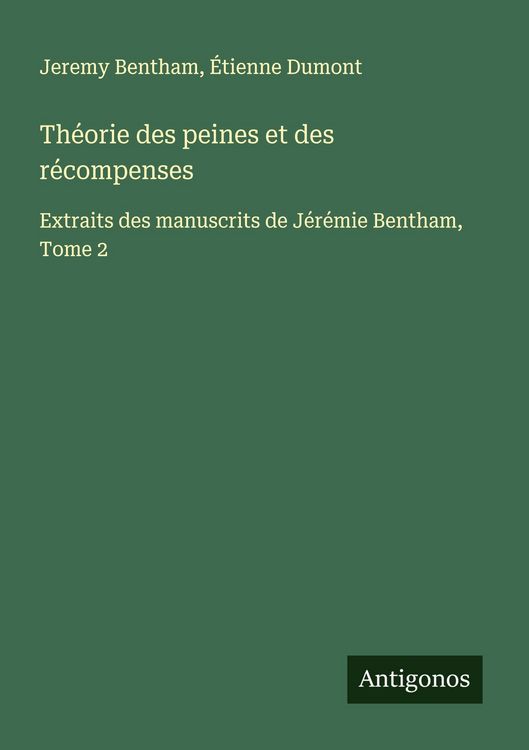 Produktbild: Th&eacute;orie des peines et des r&eacute;compenses