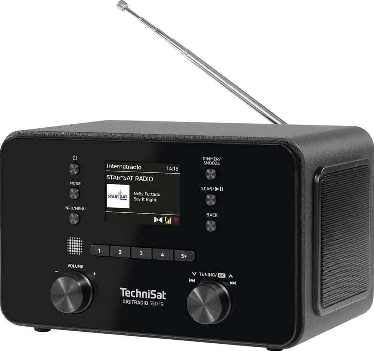 Produktbild: TechniSat DIGITRADIO 550 IR Tischradio DAB+, UKW MP3, USB, WLAN, UKW, Internetradio, DAB+, Bluetooth&reg; Akku-Ladefunktion, Weckfunktion Schwarz