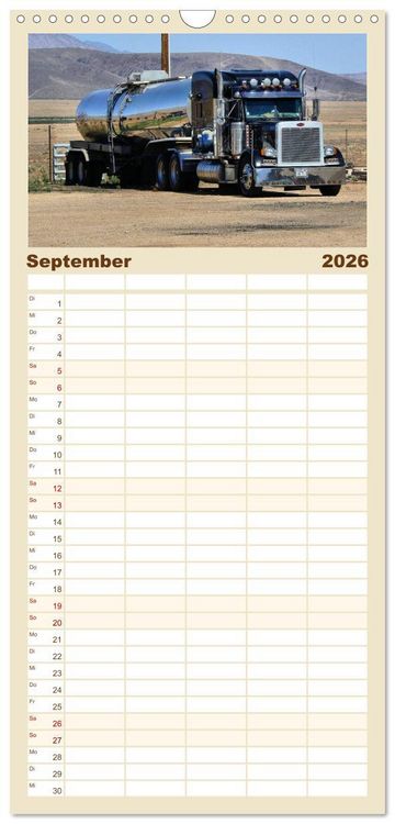Produktbild: Familienplaner 2026 - US-Trucks. Faszination Langhauber mit 5 Spalten (Wandkalender, 21 x 45 cm) CALVENDO