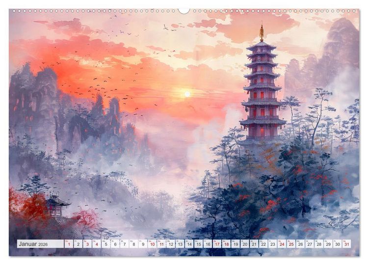 Produktbild: Die Essenz von China - Chinesische Landschaften und Symbole in Harmonie (Wandkalender 2026 DIN A2 quer), CALVENDO Monatskalender
