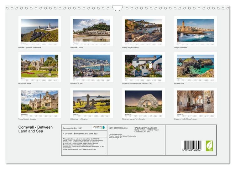 Produktbild: Cornwall - Between Land and Sea (Wall Calendar 2027 DIN A3 landscape), CALVENDO 12 Month Wall Calendar