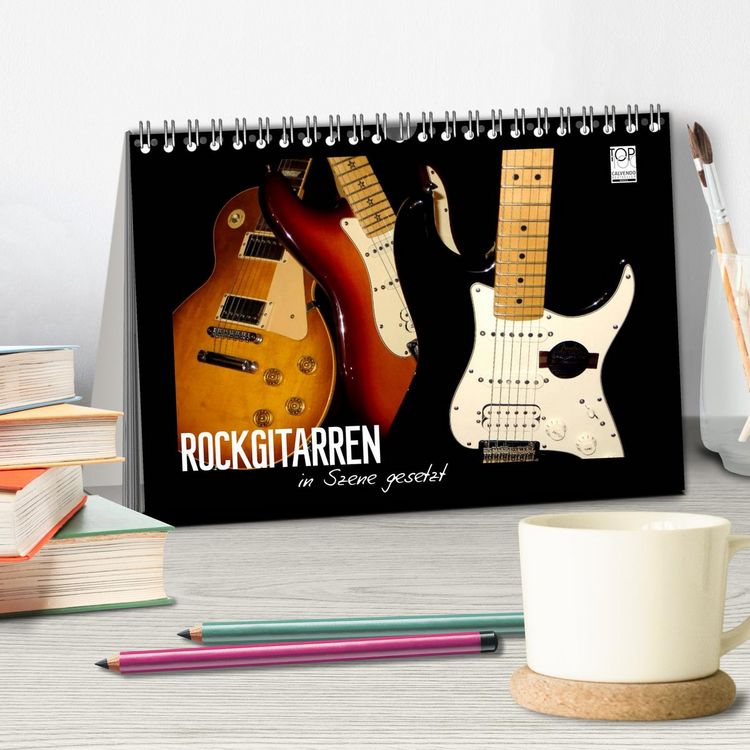 Produktbild: ROCKGITARREN in Szene gesetzt (Tischkalender 2026 DIN A5 quer), CALVENDO Monatskalender