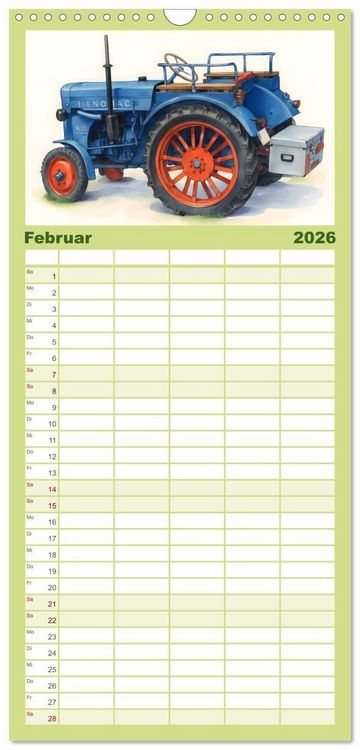 Produktbild: Familienplaner 2026 - Alte Schlepper in neuem Glanz mit 5 Spalten (Wandkalender, 21 x 45 cm) CALVENDO