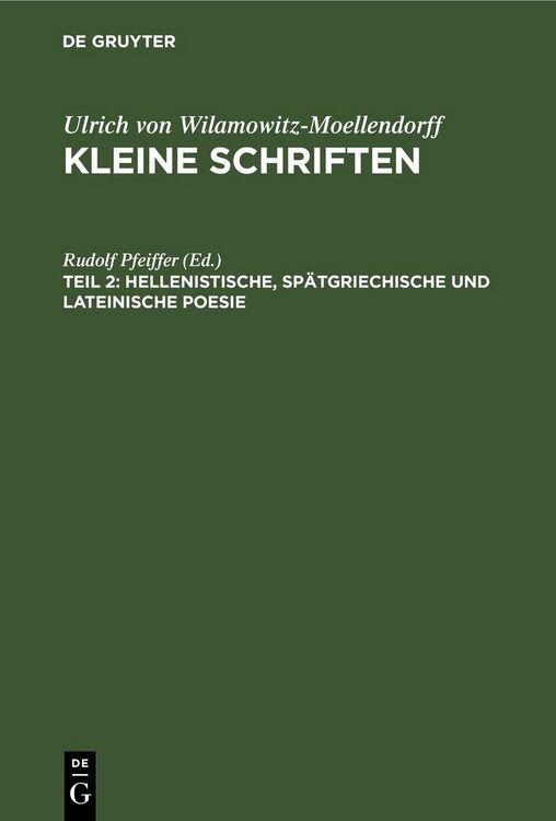 Produktbild: Hellenistische, sp&auml;tgriechische und lateinische Poesie