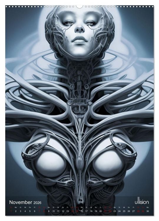 Produktbild: Biomechanic Portrait - Sch&ouml;nheit zwischen Mensch und Maschine (hochwertiger Premium Wandkalender 2026 DIN A2 hoch), Kunstdruck in Hochglanz