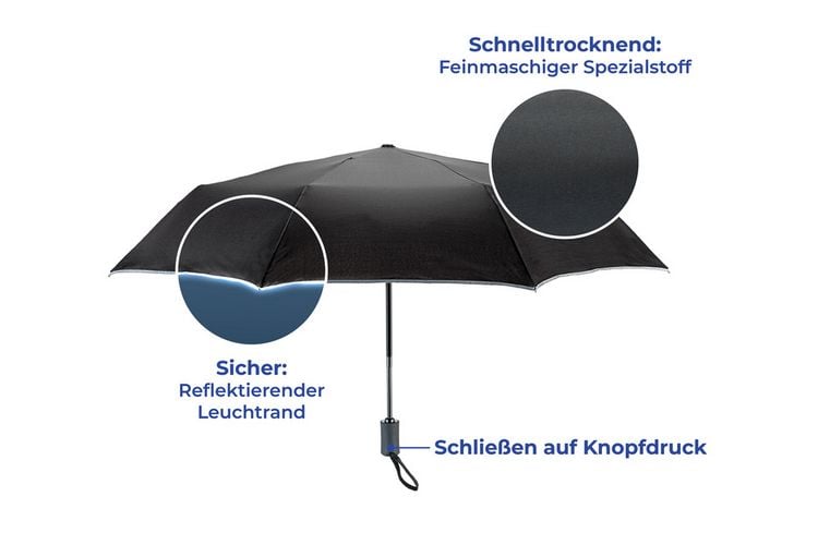 Produktbild: Sturm-Regenschirm Mod. Reflekta, sturmfester Schirm mit extra stabiler Stange