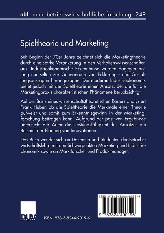 Produktbild: Spieltheorie und Marketing