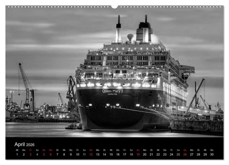 Produktbild: Hamburg monochrome Impressionen (hochwertiger Premium Wandkalender 2026 DIN A2 quer), Kunstdruck in Hochglanz