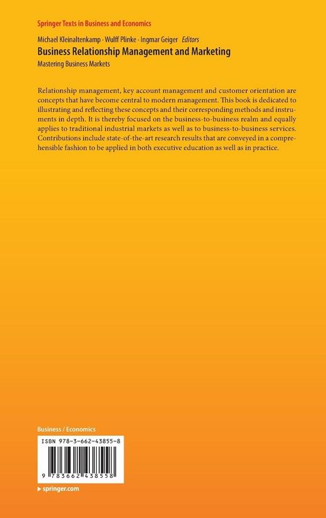 Produktbild: Business Relationship Management and Marketing