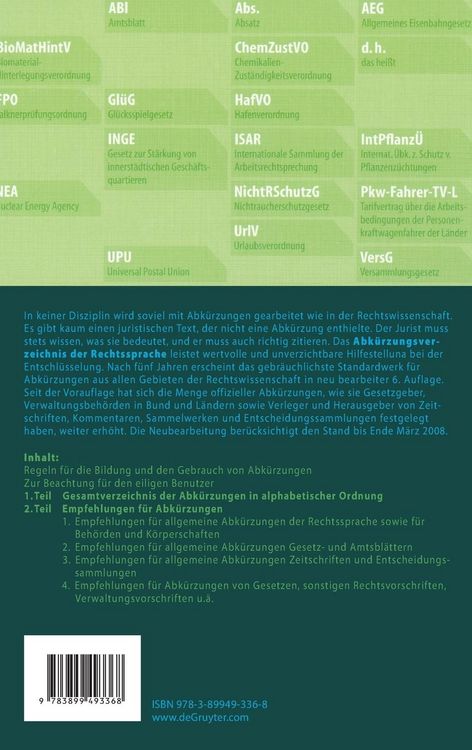 Produktbild: Abk&uuml;rzungsverzeichnis der Rechtssprache
