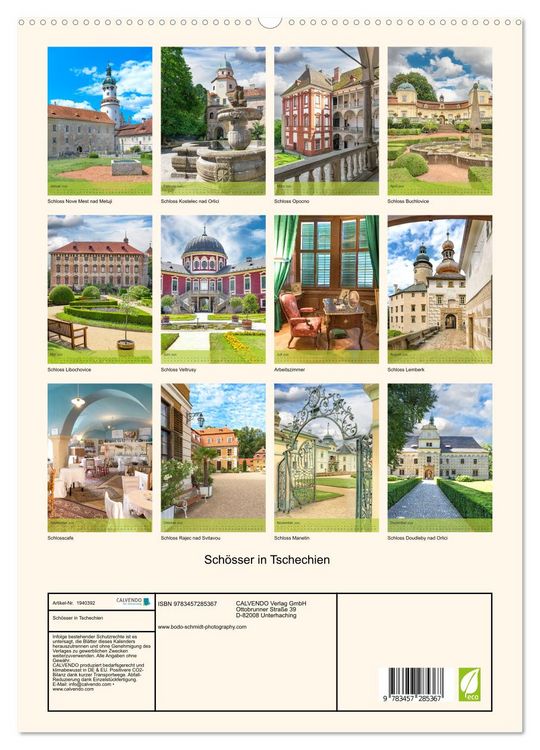 Produktbild: Sch&ouml;sser in Tschechien (hochwertiger Premium Wandkalender 2026 DIN A2 hoch), Kunstdruck in Hochglanz
