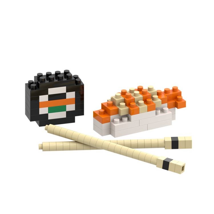 Produktbild: BRIXIES 220058 - Postkarte Sushi, 3D Konstruktionsbausatz aus Ministeinen, 99 Teile