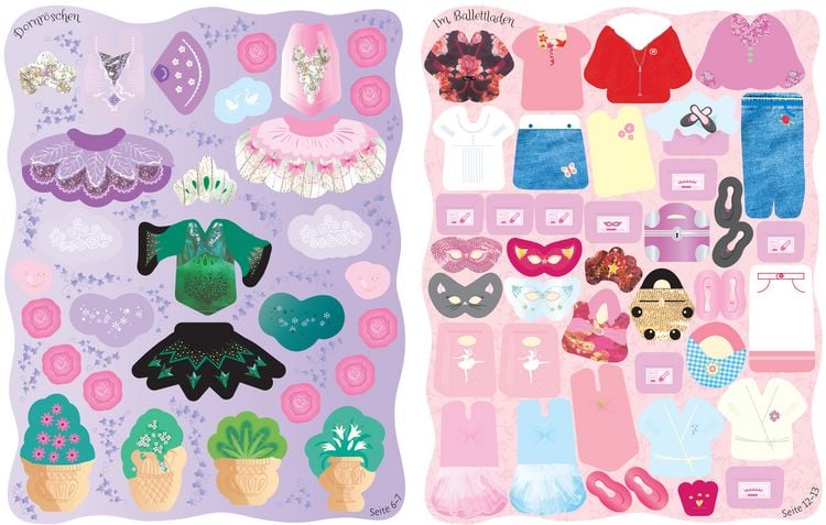Produktbild: Meine glitzernden Anziehpuppen-Stickerb&uuml;cher mini: Im Ballett, Feen, Freundinnen und Prinzessinnen