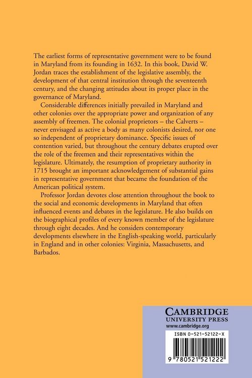 Produktbild: Foundations of Representative Government in Maryland, 1632 1715