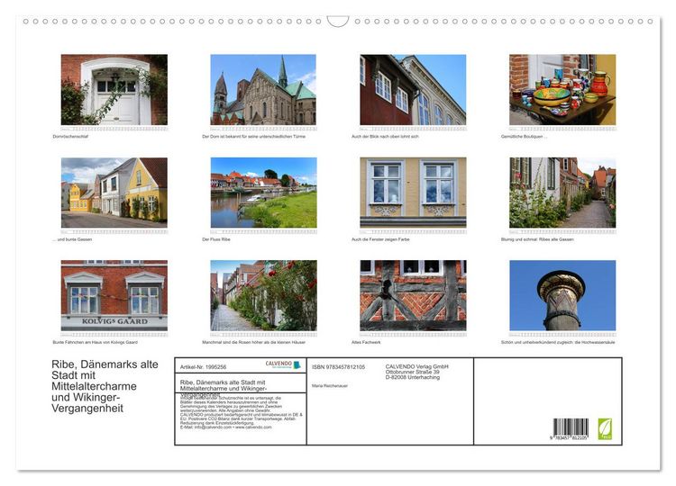 Produktbild: Ribe, D&auml;nemarks alte Stadt mit Mittelaltercharme und Wikinger-Vergangenheit (Wandkalender 2026 DIN A2 quer), CALVENDO Monatskalender