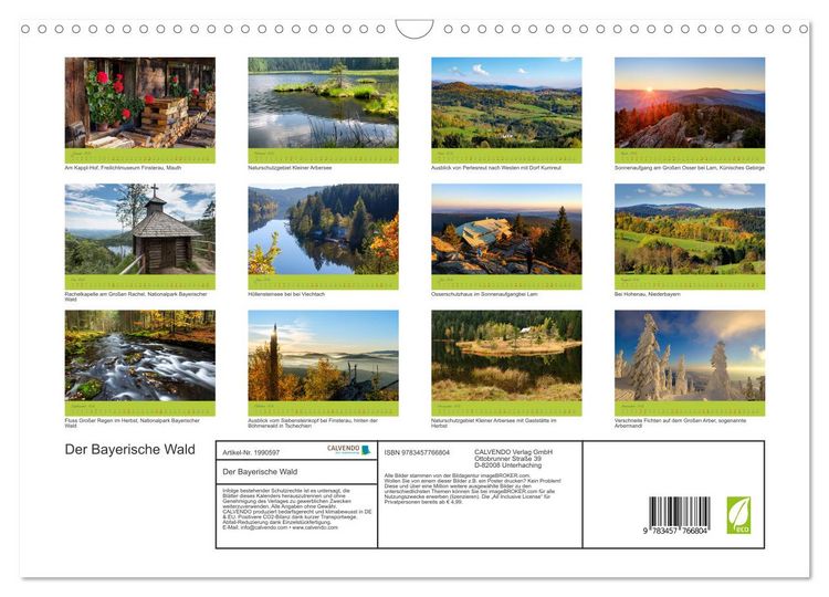 Produktbild: Der Bayerische Wald (Wandkalender 2026 DIN A3 quer), CALVENDO Monatskalender