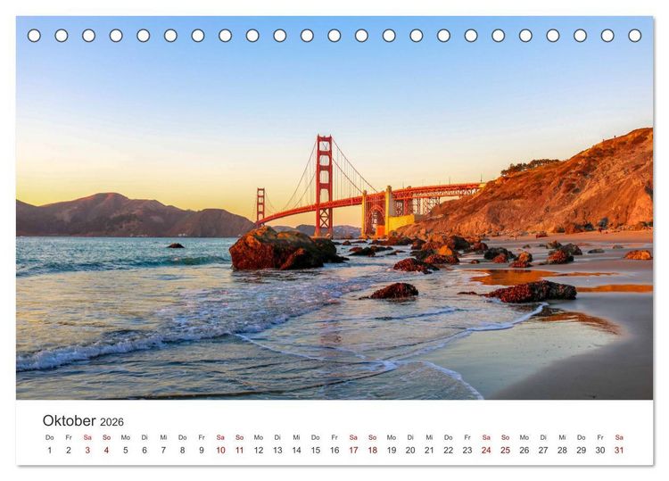 Produktbild: Golden Gate Bridge - Das ber&uuml;hmte Wahrzeichen von San Francisco. (Tischkalender 2026 DIN A5 quer), CALVENDO Monatskalender