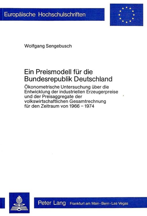 Produktbild: Ein Preismodell f&uuml;r die Bundesrepublik Deutschland