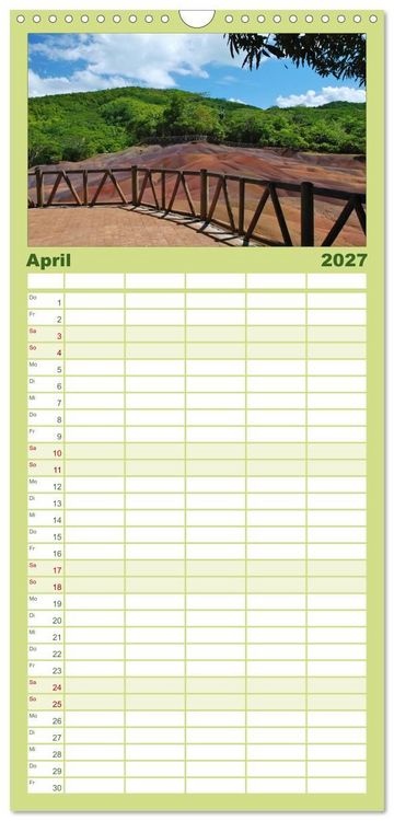 Produktbild: Familienplaner 2027 - Mauritius mit 5 Spalten (Wandkalender, 21 x 45 cm) CALVENDO