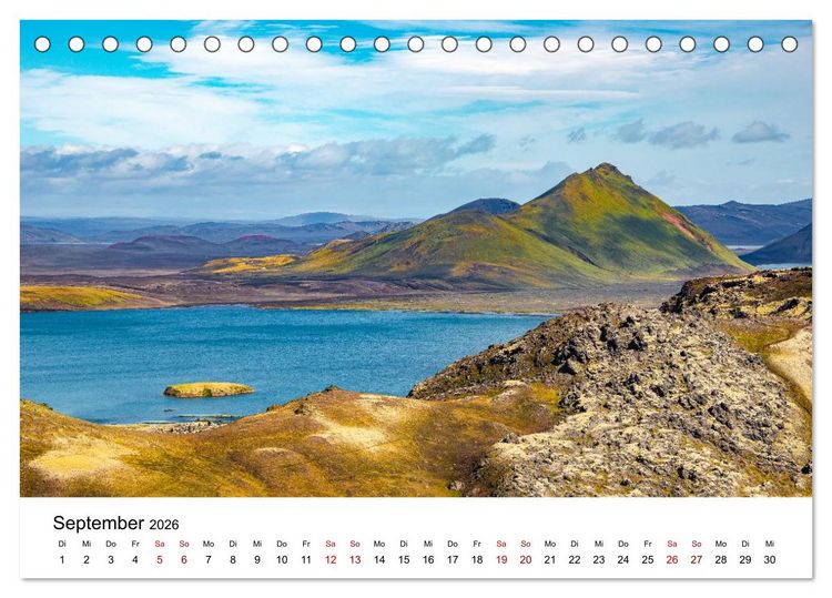 Produktbild: Island, Landmannalaugar: Regenbogenberge (Tischkalender 2026 DIN A5 quer), CALVENDO Monatskalender
