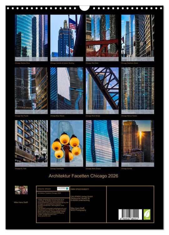Produktbild: Architektur Facetten Chicago 2026 (Wandkalender 2026 DIN A3 hoch), CALVENDO Monatskalender