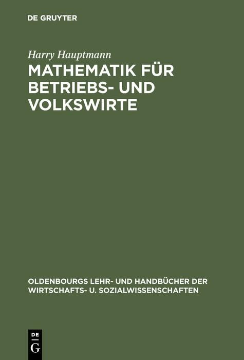 Produktbild: Mathematik f&uuml;r Betriebs- und Volkswirte