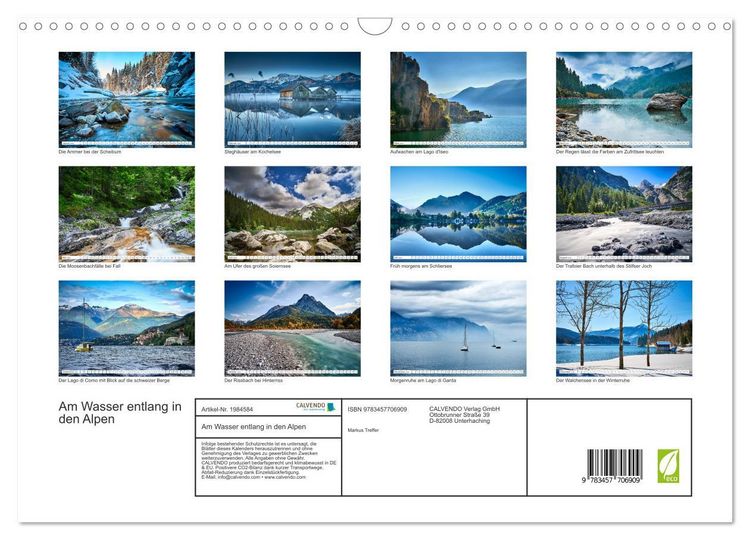 Produktbild: Am Wasser entlang in den Alpen (Wandkalender 2026 DIN A3 quer), CALVENDO Monatskalender