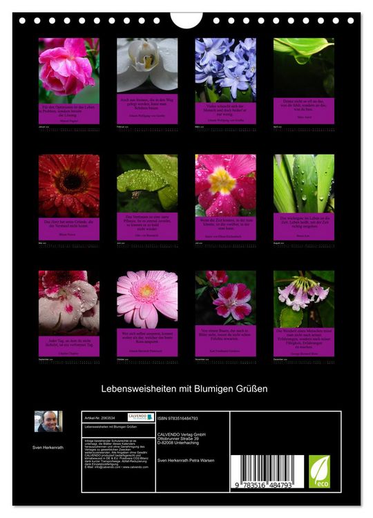 Produktbild: Lebensweisheiten mit Blumigen Gr&uuml;&szlig;en (Wandkalender 2026 DIN A4 hoch), CALVENDO Monatskalender